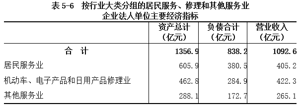 表5-6 按行业大类分组的居民服务、修理和其他服务业企业法人单位主要经济指标.png